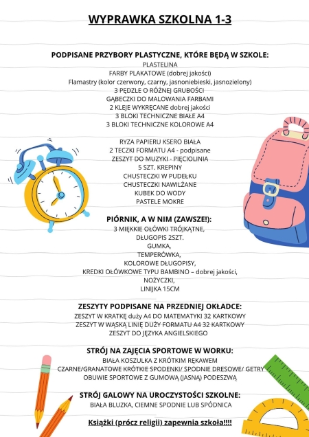 Wyprawka dla klas I-III