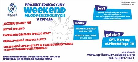 WEEKEND  MŁODYCH  ZDOLNYCH w Szkole Podstawowej nr 1 w Kartuzach