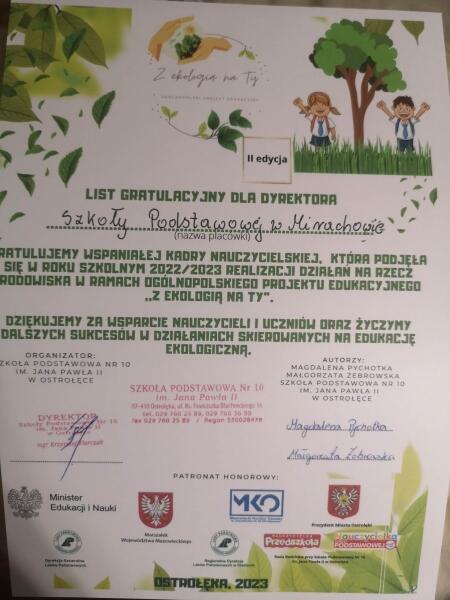 Ogólnopolski Projekt Edukacyjny „Z ekologią na Ty”